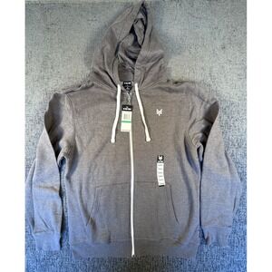 Zoo York Grey Zip Front Hoodie Hooded Jacket Sweatshirt Men's L Logo NEW
